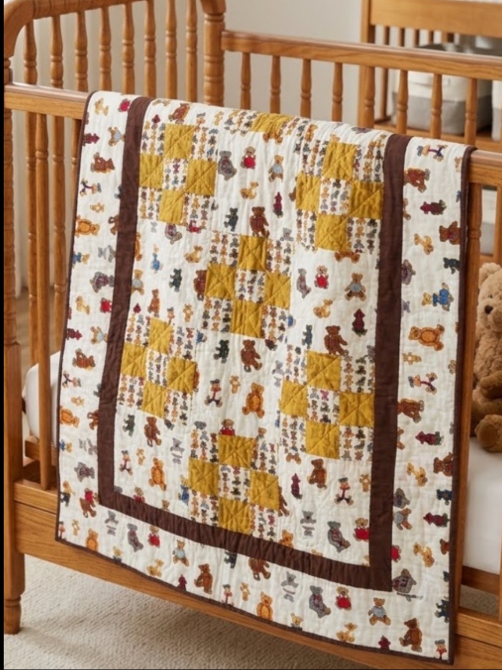 Vintage Baby Quilt Teddy Bears